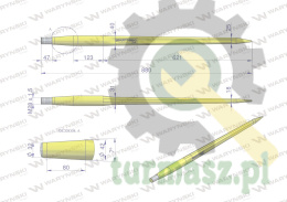 Ząb ładowacza CIĘŻKI uniwersalny prosty L- 880 mm Tur na tuleję W-5791200 WARYŃSKI