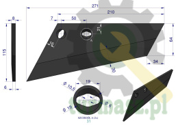 Lemiesz agregatu podorywkowego lewy 260mm/2-otwory Gruber typ Brodnica/ Uniwersalne