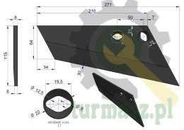 Lemiesz agregatu podorywkowego prawy 260mm/2-otwory Gruber typ Brodnica/ Uniwersalne