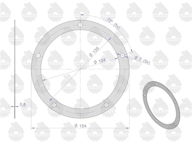 Uszczelka kadłuba cylindrów krążelit 0.8mm C-330 ( sprzedawane po 10 ) ORYGINAŁ URSUS