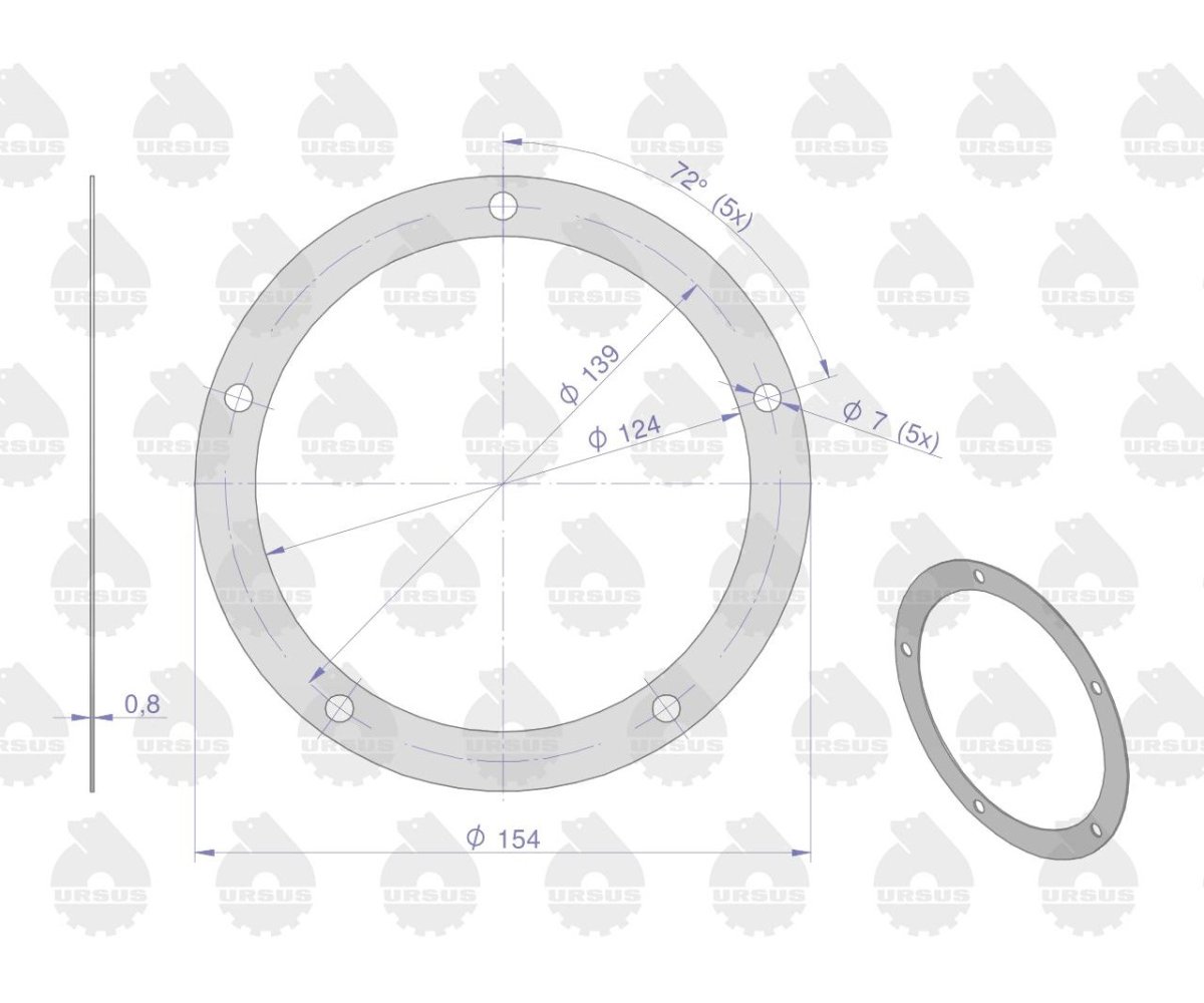 Uszczelka kadłuba cylindrów krążelit 0.8mm C-330 ( sprzedawane po 10 ) ORYGINAŁ URSUS