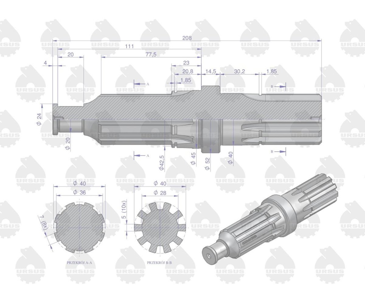 Wałek reduktora C-330M ORYGINAŁ URSUS