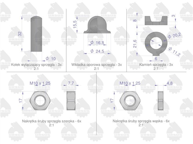 Komplet naprawczy sprzęgła C-330/360 50511180 Oryginał Ursus