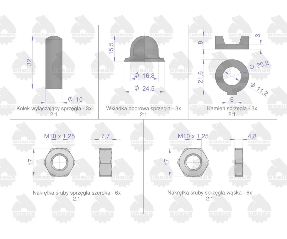 Komplet naprawczy sprzęgła C-330/360 50511180 Oryginał Ursus