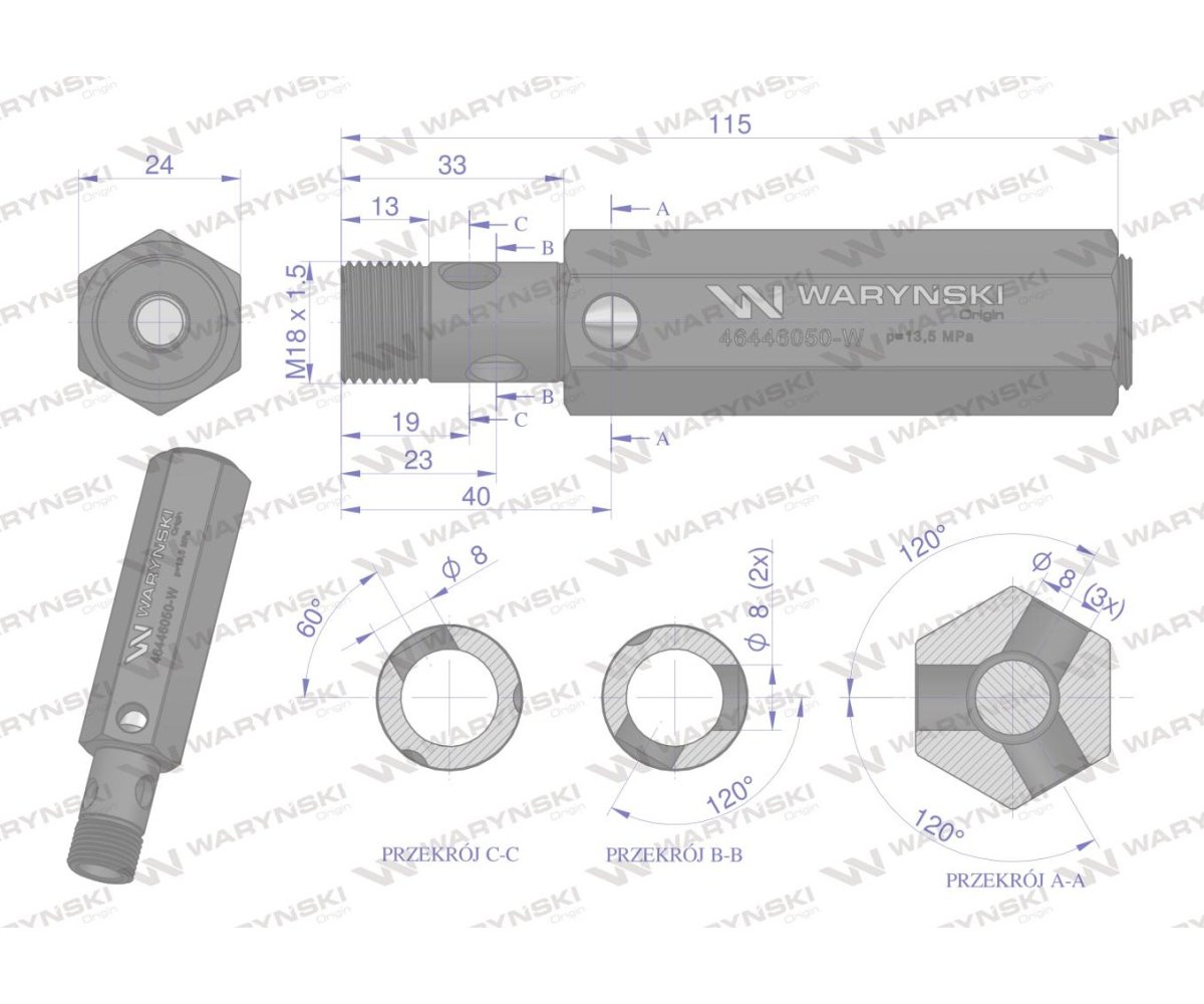 Zawór bezpieczeństwa do pompy hydraulicznej do C-360 (żeliwnej) WARYŃSKI