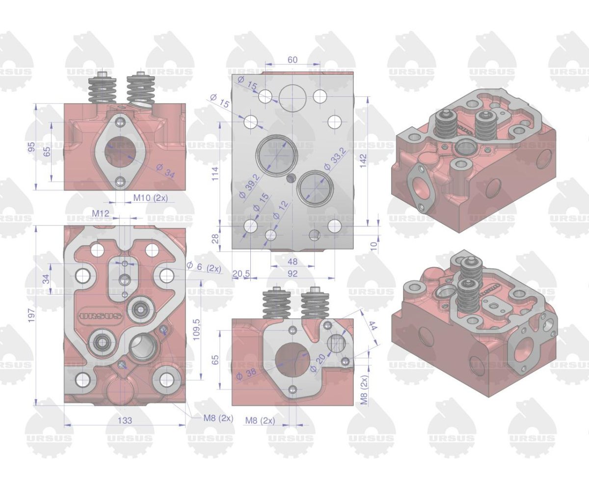 Głowica silnika kompletna z zaworami C-360 ORYGINAŁ URSUS