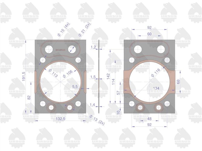 Uszczelka głowicy okuta miedzią z silikonem 46505130 C-360 ORYGINAŁ URSUS ( sprzedawane po 4 )