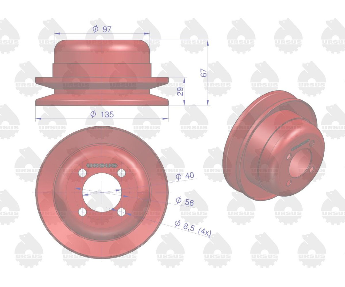 Koło pasowe pompy wody 950614 C-360 ORYGINAŁ URSUS