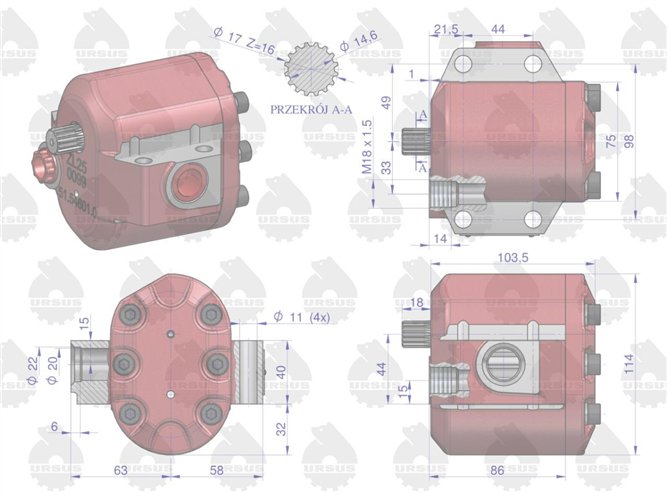 Pompa hydrauliczna podnośnika wzmocniona 36 l/min C-360 ORYGINAŁ URSUS
