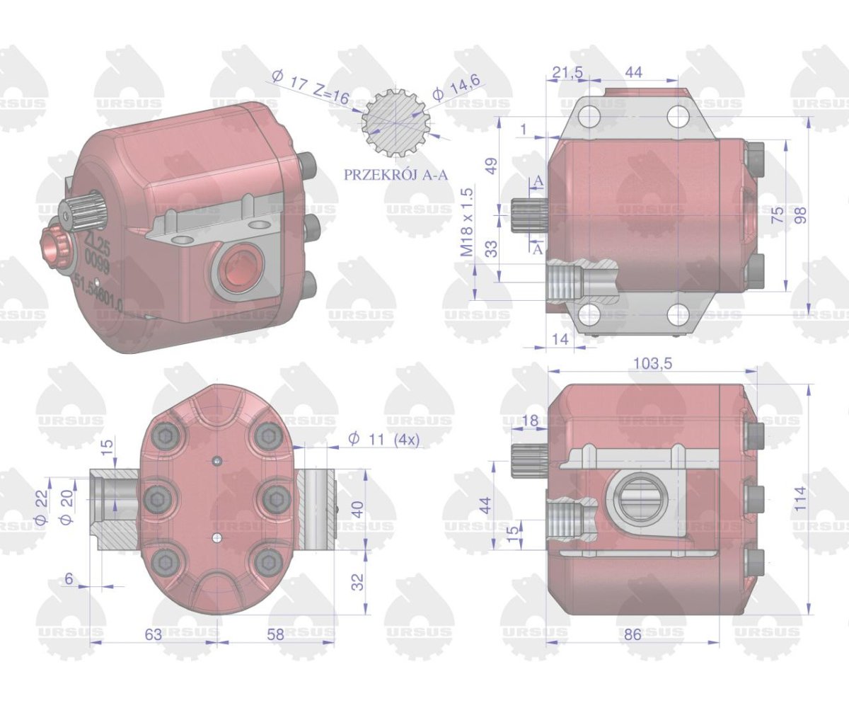 Pompa hydrauliczna podnośnika wzmocniona 36 l/min C-360 ORYGINAŁ URSUS