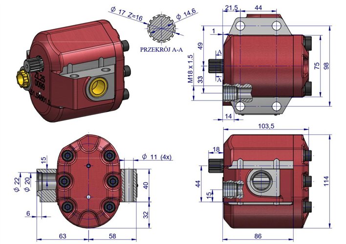 Pompa hydrauliczna podnośnika wzmocniona C-360 Hylmet