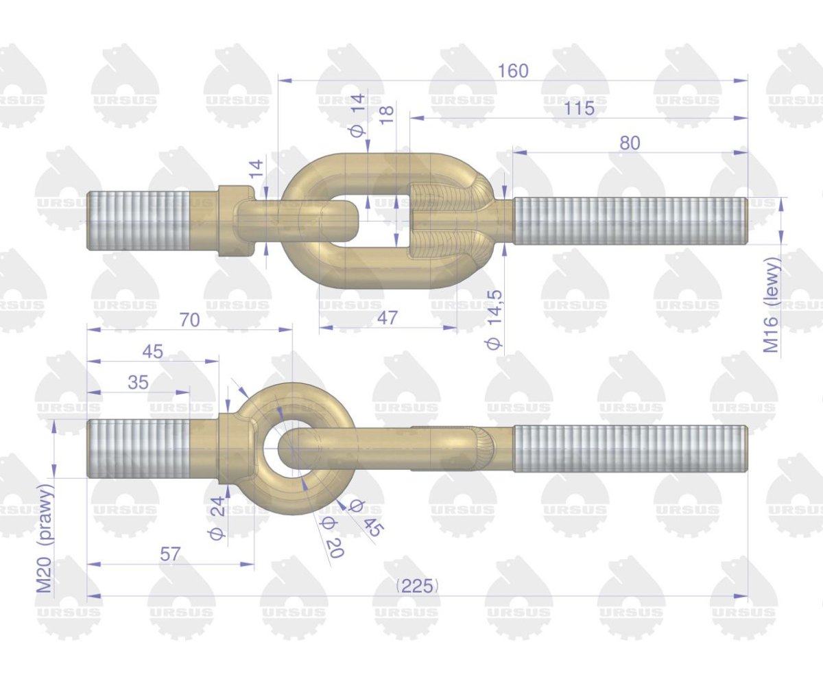 Śruba oczkowa łańcucha bocznego C-360 ORYGINAŁ URSUS