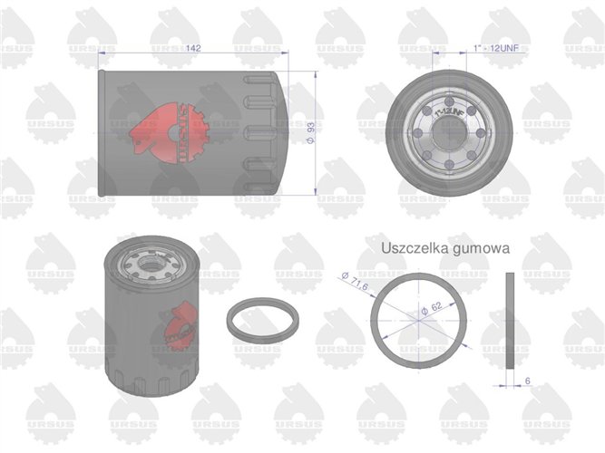 Filtr oleju PP-84, PP-8.4 C-330, C-360 pakowane po 12szt ORYGINAŁ URSUS