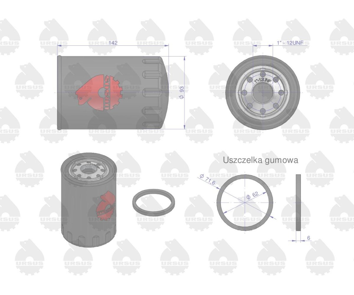 Filtr oleju PP-84, PP-8.4 C-330, C-360 pakowane po 12szt ORYGINAŁ URSUS