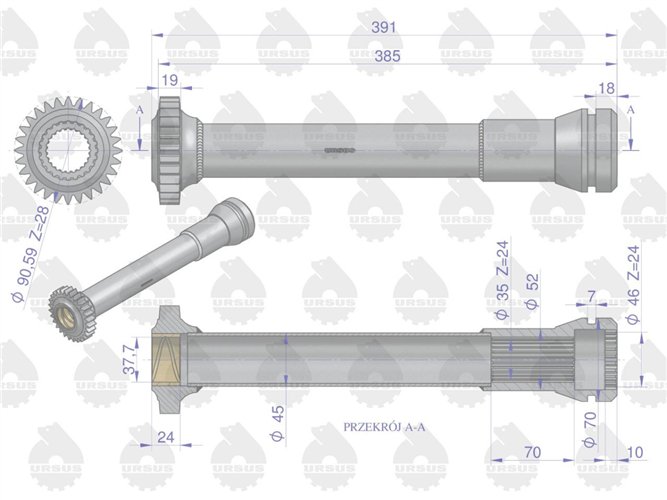 Tuleja napędu pompy hydraulicznej C-360 ORYGINAŁ URSUS