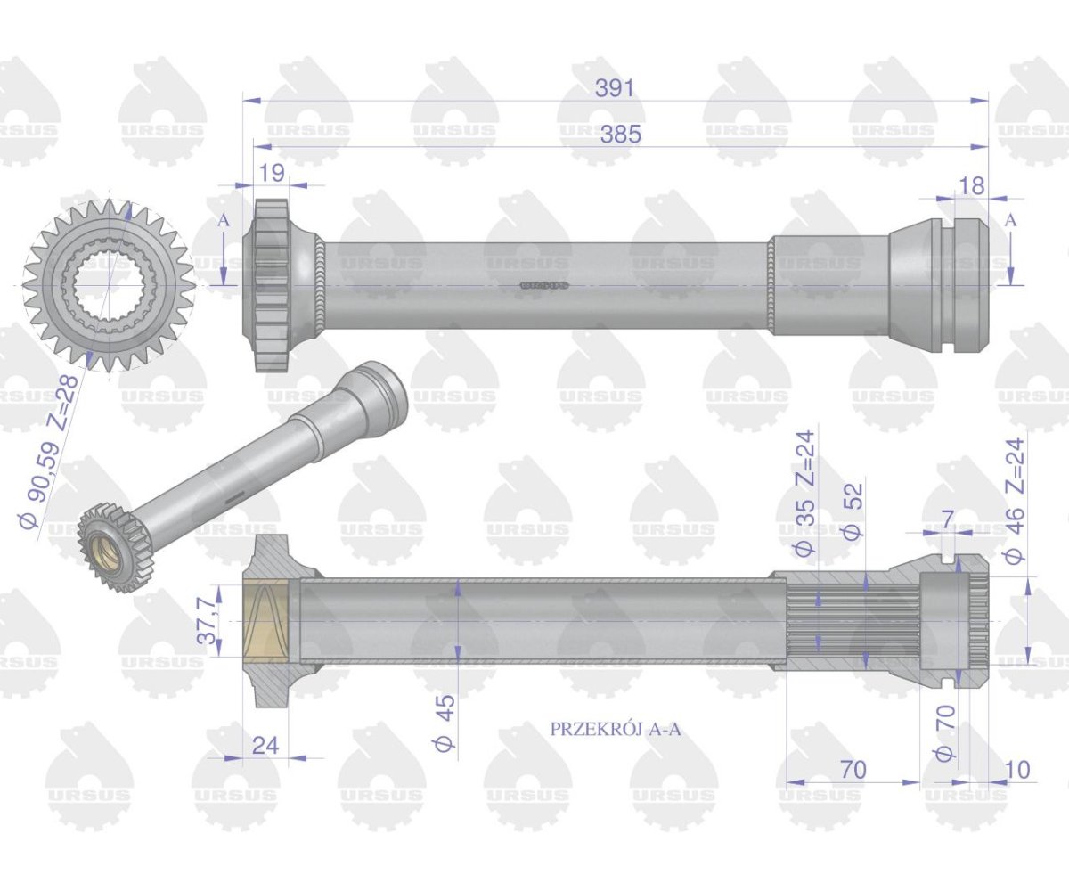 Tuleja napędu pompy hydraulicznej C-360 ORYGINAŁ URSUS