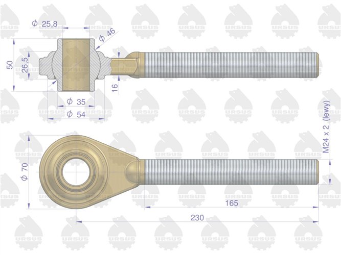 Główka łącznika centralnego Lewa C-360 ORYGINAŁ URSUS