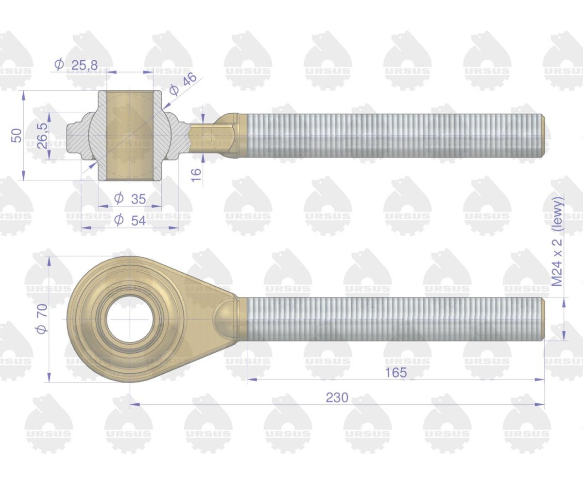 Główka łącznika centralnego Lewa C-360 ORYGINAŁ URSUS
