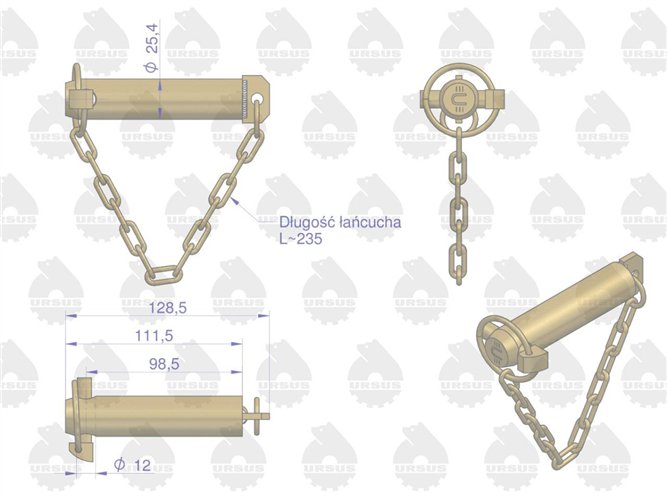 Sworzeń łącznika centralnego C-330/360/MF-3/385 ORYGINAŁ URSUS