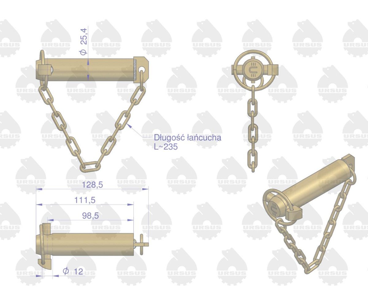 Sworzeń łącznika centralnego C-330/360/MF-3/385 ORYGINAŁ URSUS