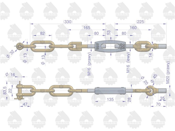 Łańcuch boczny 46450390 46650400 C-360 ORYGINAŁ URSUS