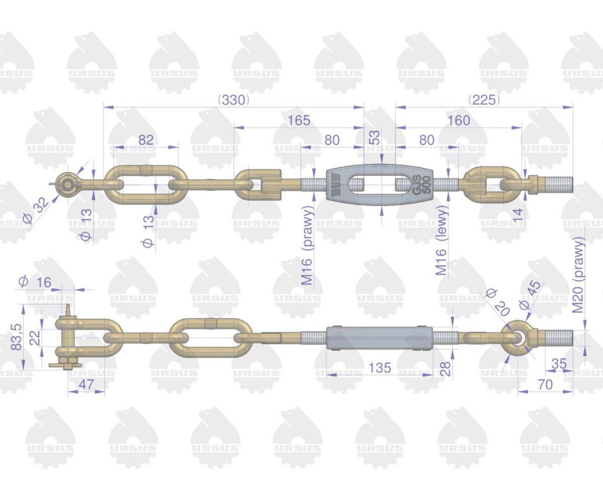 Łańcuch boczny 46450390 46650400 C-360 ORYGINAŁ URSUS