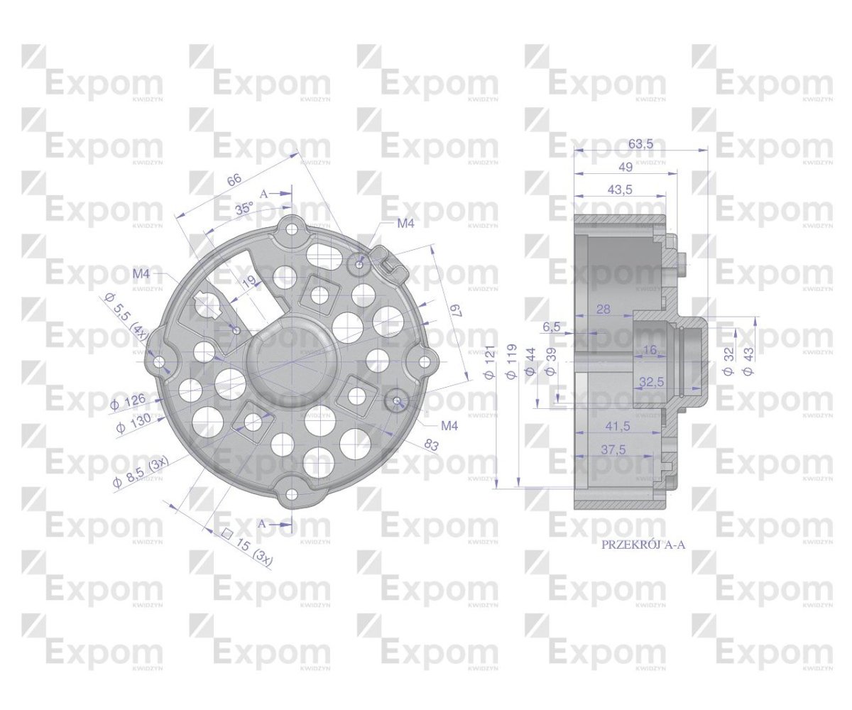 Tarcza pokrywa tylna alternatora EX230000. EX260000 C-330 C-360 EXPOM KWIDZYN eu