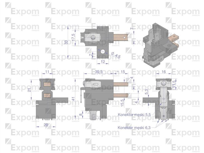 Szczotkotrzymacz ze szczotkami alternatora EX230000. EX260000 C-330 C-360 EXPOM KWIDZYN eu