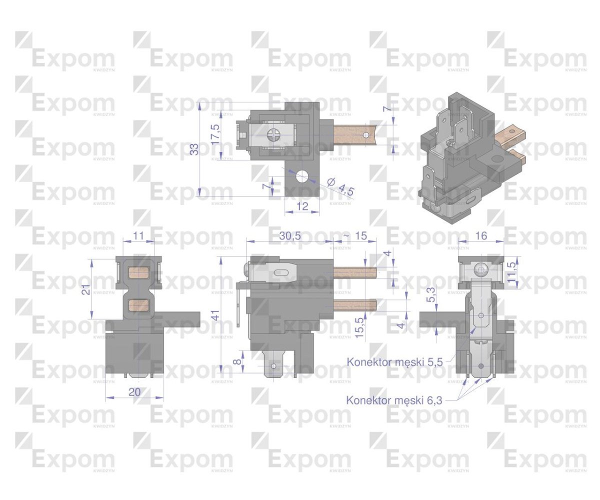 Szczotkotrzymacz ze szczotkami alternatora EX230000. EX260000 C-330 C-360 EXPOM KWIDZYN eu