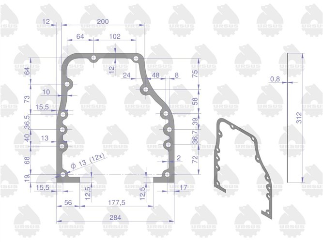 Komplet - zestaw uszczelek silnikowy 2022766U C-330 ORYGINAŁ URSUS