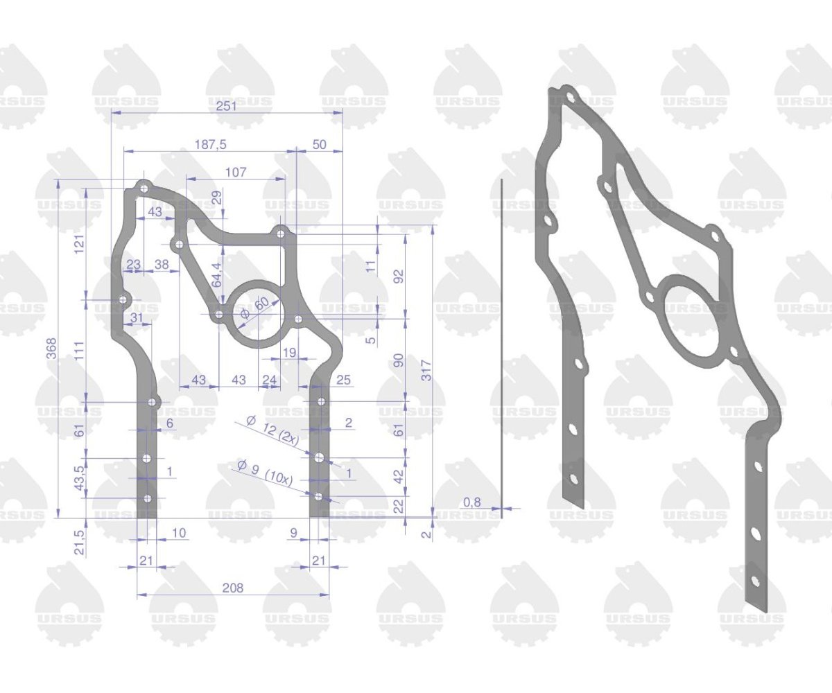 Komplet - zestaw uszczelek silnikowy 2022766U C-330 ORYGINAŁ URSUS