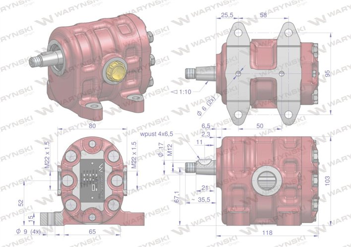 Pompa hydrauliczna PZ18AT podnośnika wzmocniona 24 l/min C-330 WARYŃSKI