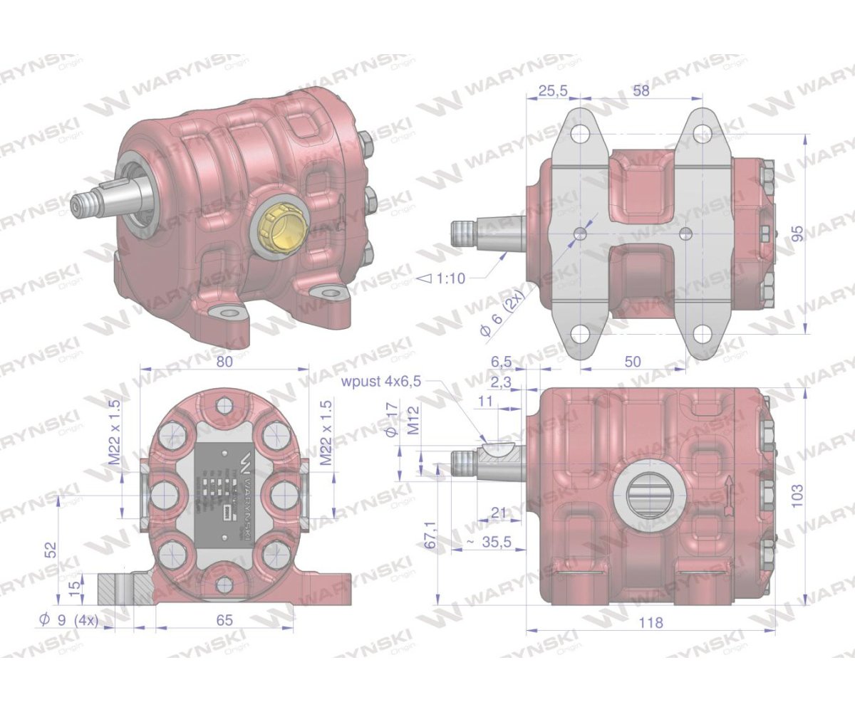 Pompa hydrauliczna PZ18AT podnośnika wzmocniona 24 l/min C-330 WARYŃSKI