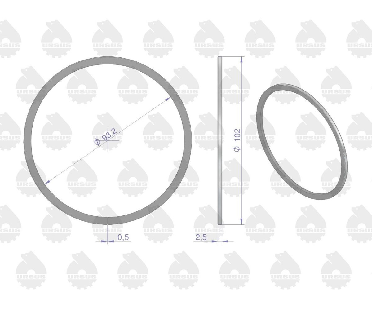 Pierścień tłokowy uszczelniający (chromowy) 102x2,5x4,4 C-330 ORYGINAŁ URSUS