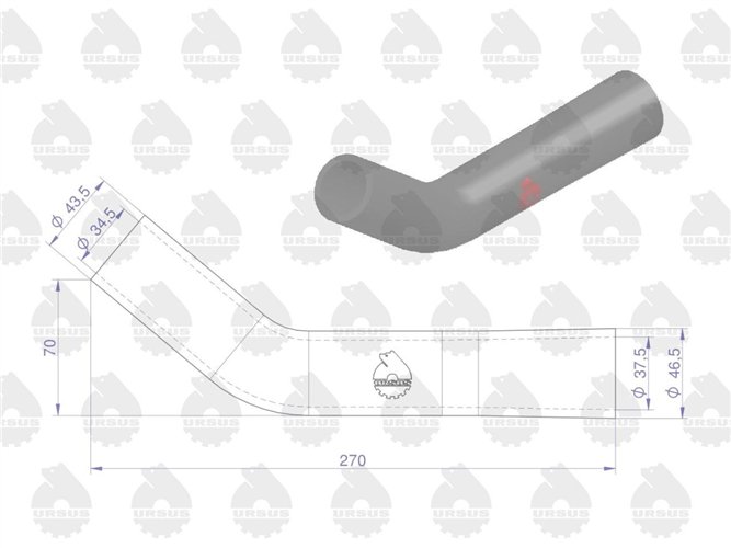 Przewód gumowy górny chłodnicy zbrojony płótnem C-330 (rura wody) ORYGINAŁ URSUS