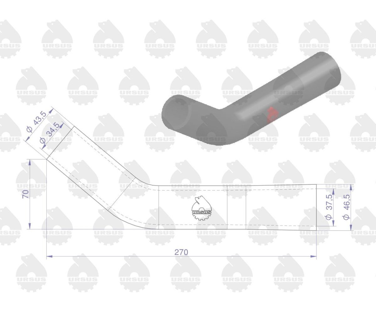 Przewód gumowy górny chłodnicy zbrojony płótnem C-330 (rura wody) ORYGINAŁ URSUS