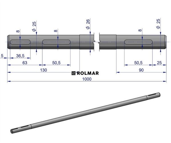 Wałek napędzający Kosiarka rotacyjna