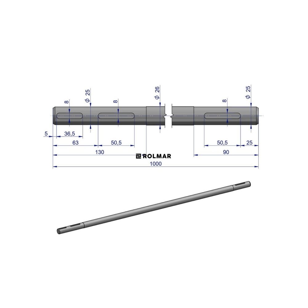 Wałek napędzający Kosiarka rotacyjna