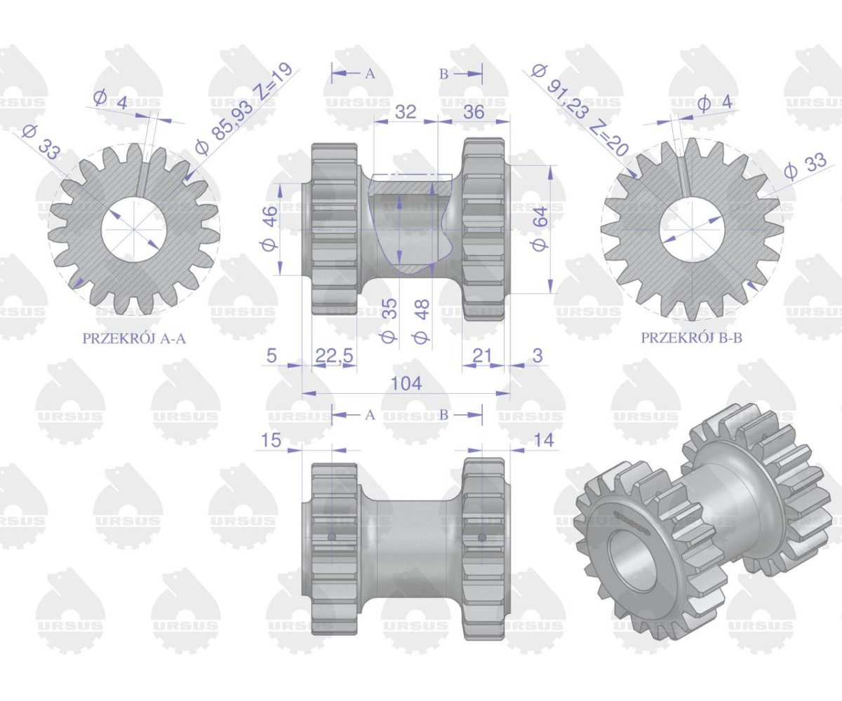 Koło wstecznego biegu C-360 ORYGINAŁ URSUS