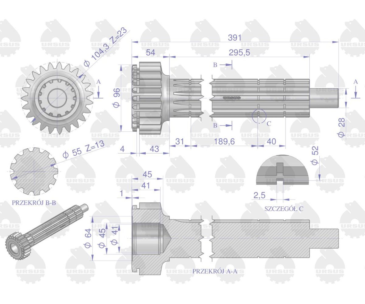 Wałek główny st. typ C-360 ORYGINAŁ URSUS