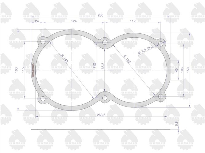 Uszczelka pokrywy przedniej skrzyni 40111914 krążelit 0.8mm C-360 Zetor ( sprzedawane po 10 ) ORYGINAŁ URSUS