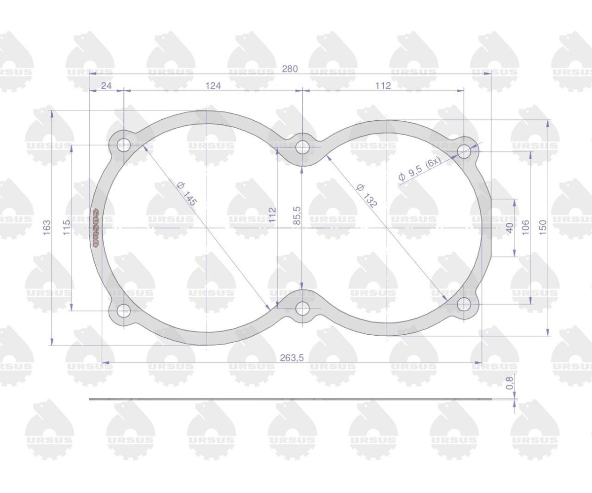 Uszczelka pokrywy przedniej skrzyni 40111914 krążelit 0.8mm C-360 Zetor ( sprzedawane po 10 ) ORYGINAŁ URSUS