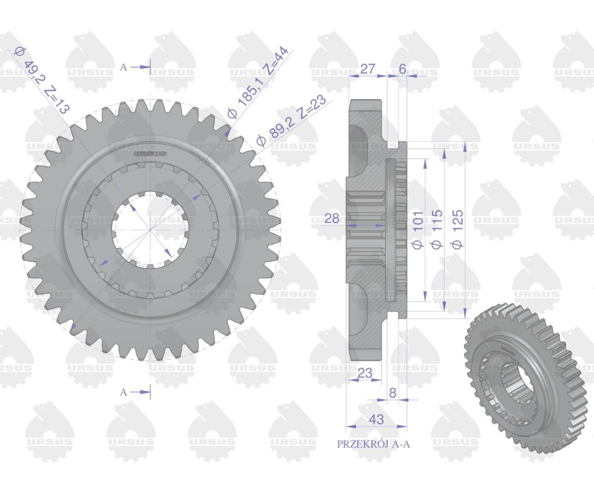 Koło przesuwne reduktora C-360 ORYGINAŁ URSUS