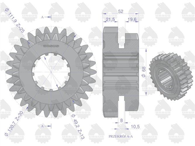 Koło przesuwne II i III biegu C-360 ORYGINAŁ URSUS
