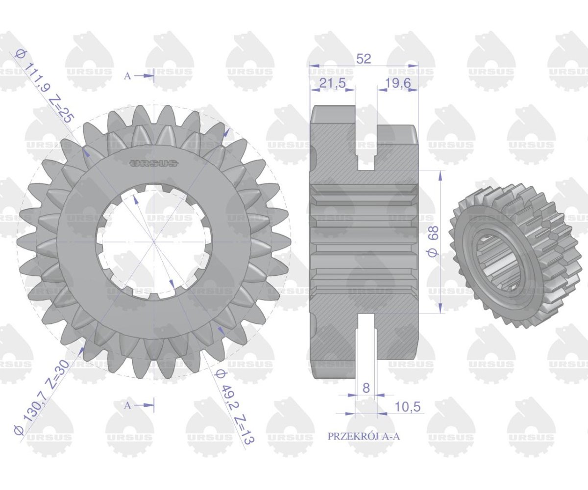 Koło przesuwne II i III biegu C-360 ORYGINAŁ URSUS