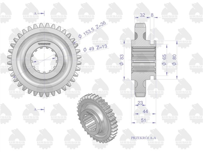 Koło przesuwne I i wstecznego biegu C-360 ORYGINAŁ URSUS
