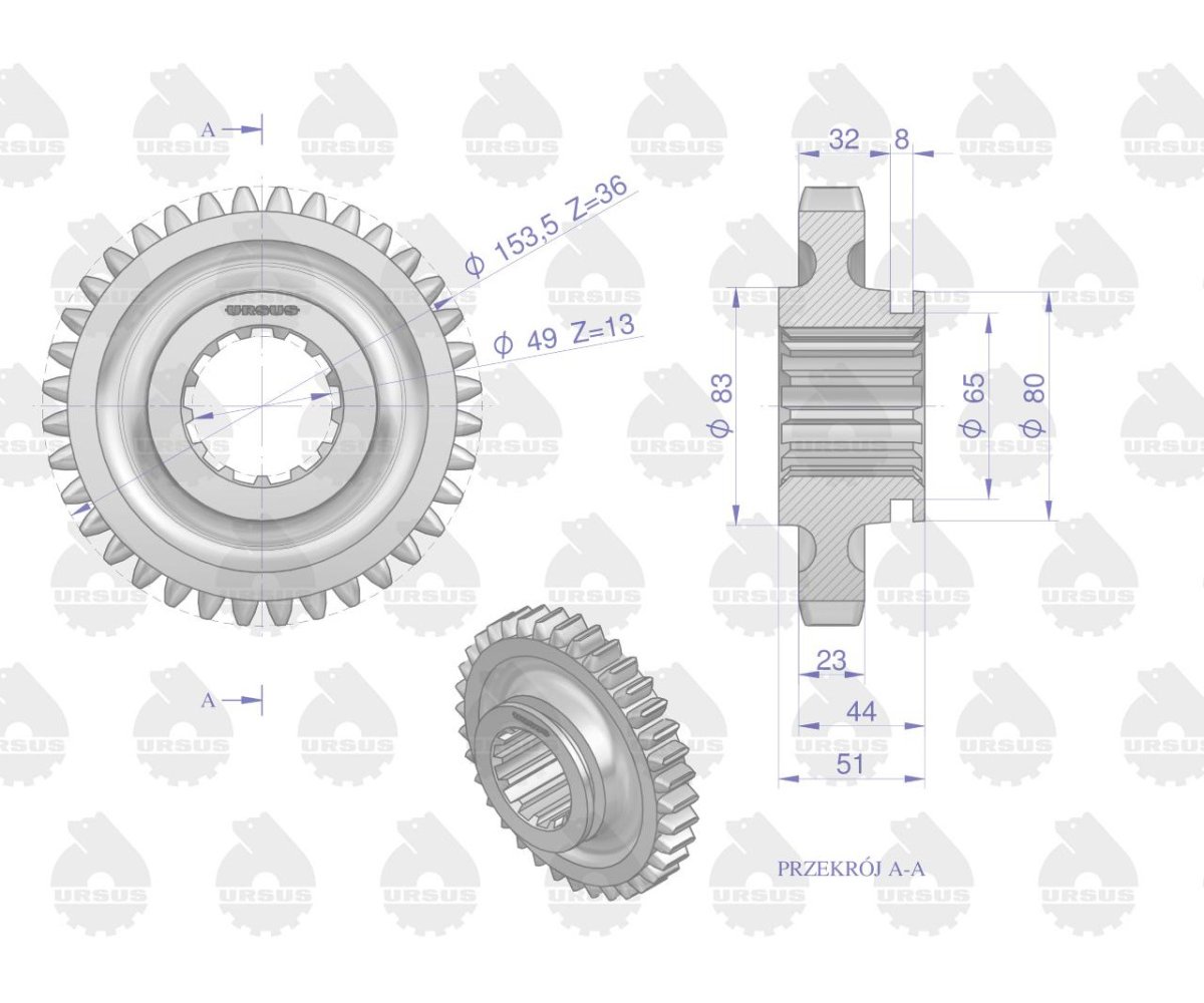 Koło przesuwne I i wstecznego biegu C-360 ORYGINAŁ URSUS