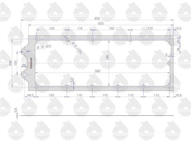 Uszczelka pokrywy górnej skrzyni biegów krążelit 0.8mm C-360 ( sprzedawane po 5 ) ORYGINAŁ URSUS