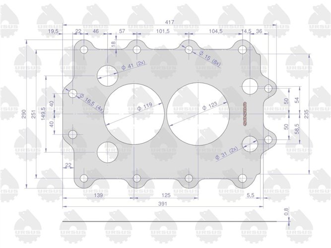 Uszczelka skrzyni biegów krążelit 0.8mm C-360 Zetor ( sprzedawane po 5 ) ORYGINAŁ URSUS