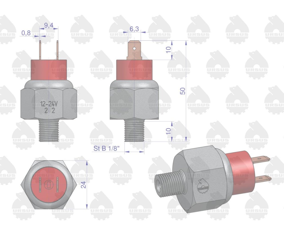 Hydrauliczny włącznik światła, czujnik STOP (płaskie) C-360 ORYGINAŁ URSUS